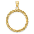 14k Diamond-cut with Rope 22.0mm Prong Coin Bezel Pendant