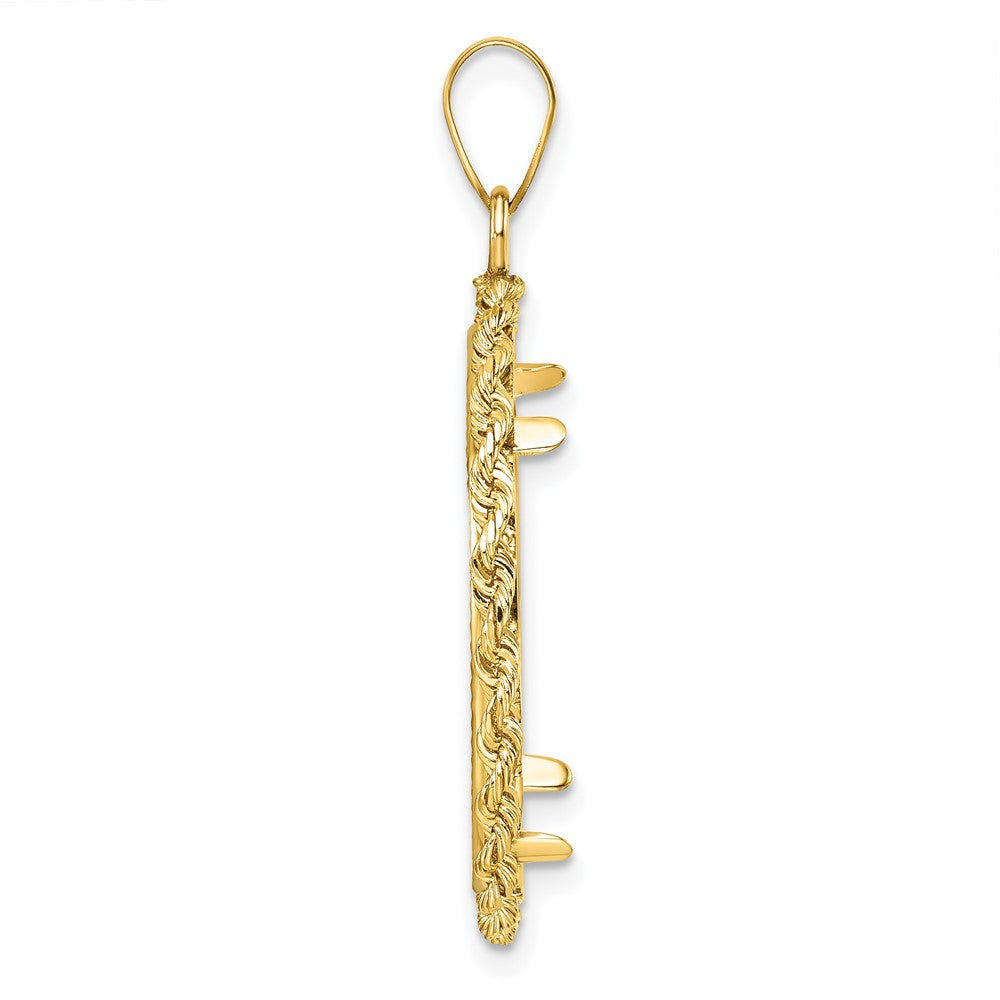 14k Diamond-cut with Rope 27.0mm Prong Coin Bezel Pendant