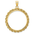14k Diamond-cut with Rope 27.0mm Prong Coin Bezel Pendant