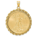 14ky Rope 1/2oz Mounted American Eagle Coin Prong D/C Bezel Pendant