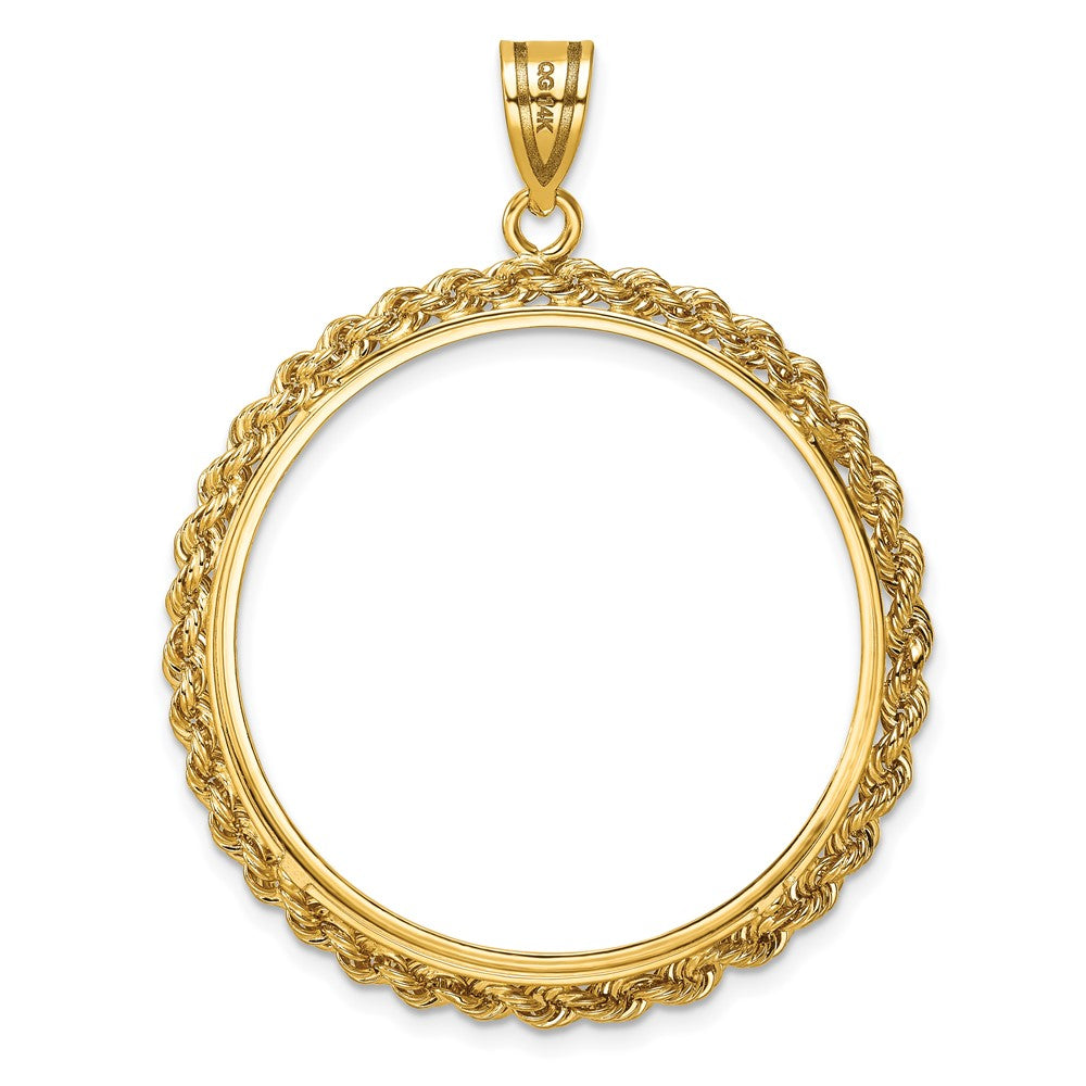 14k Diamond-cut with Rope 32.0mm Prong Coin Bezel Pendant