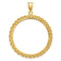 14k Diamond-cut with Rope 32.0mm Prong Coin Bezel Pendant