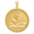 14ky Rope 1oz Mounted Panda Coin Prong D/C Bezel Pendant