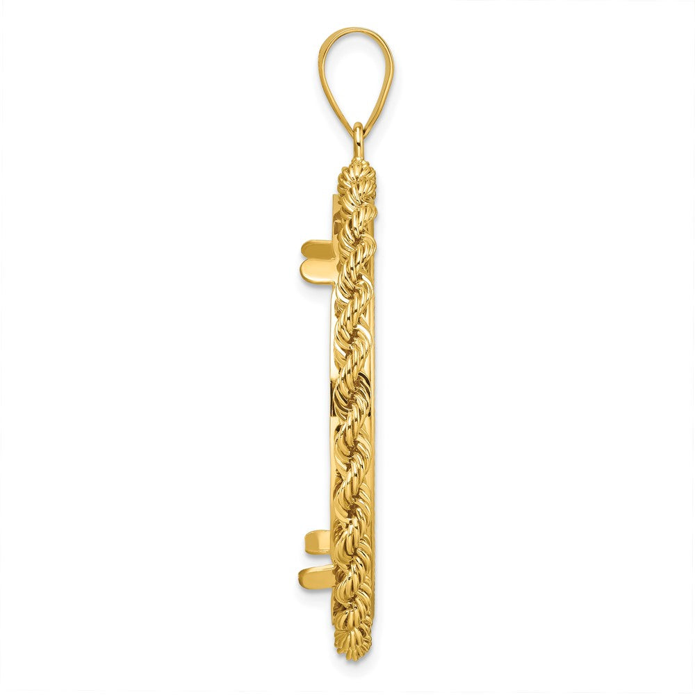 14k Diamond-cut with Rope 32.7mm Prong Coin Bezel Pendant
