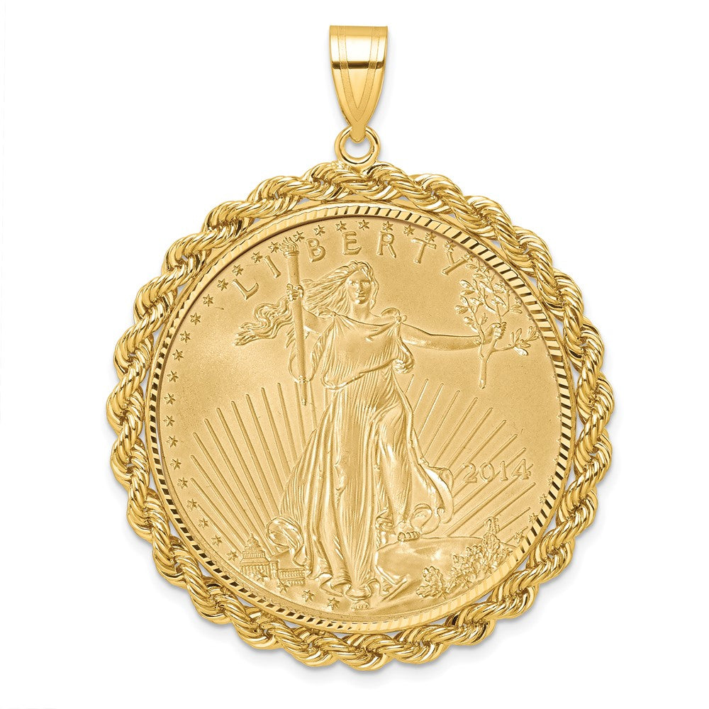 10k D/C Rope Mounted 1oz American Eagle Prong Coin Bezel Pendant