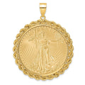 14ky Rope 1oz Mounted American Eagle Coin Prong D/C Bezel Pendant