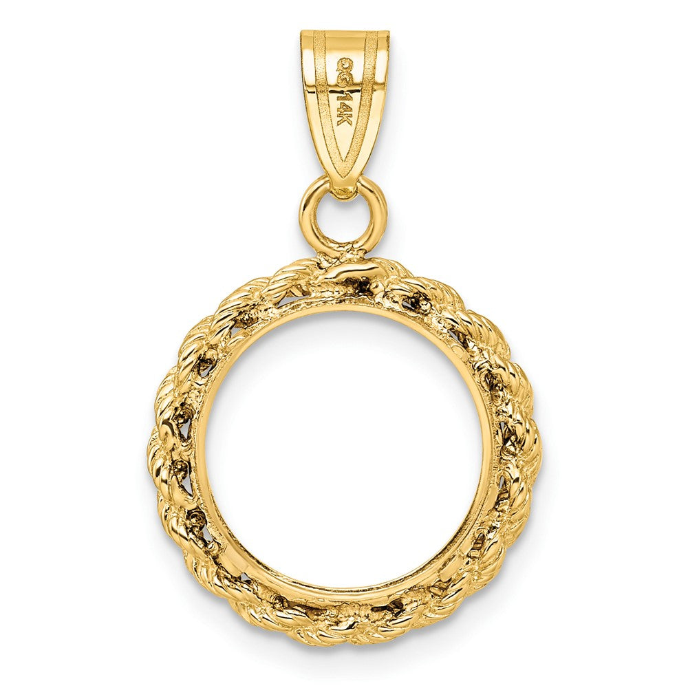 14k Polished Rope 14.0mm Prong Coin Bezel Pendant