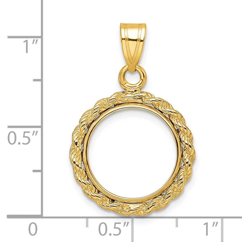 14k Polished Rope 14.0mm Prong Coin Bezel Pendant