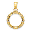 14k Polished Rope 14.0mm Prong Coin Bezel Pendant