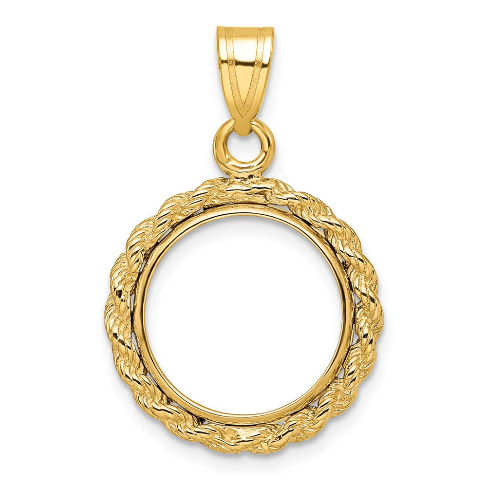 14k Polished Rope 14.0mm Prong Coin Bezel Pendant