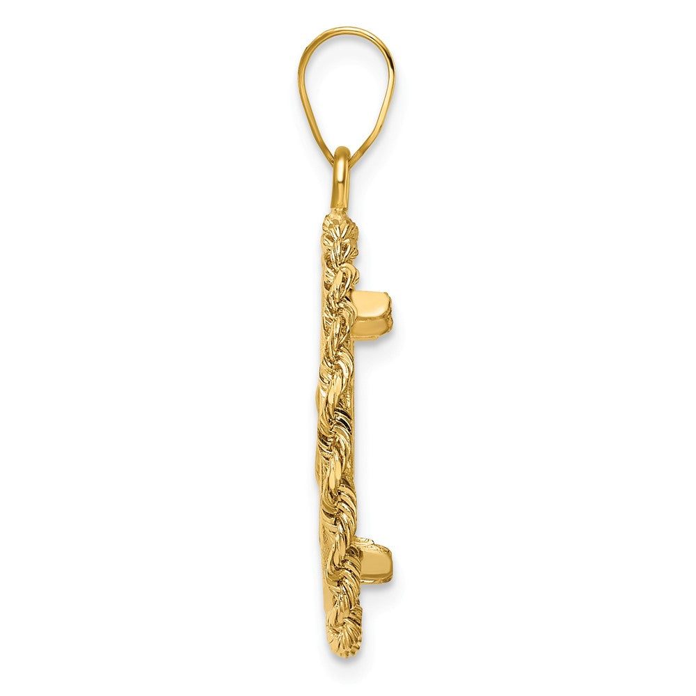 14k Polished Rope 16.5mm Prong Coin Bezel Pendant