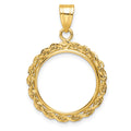 10k Polished Rope 16.5mm Prong Coin Bezel Pendant