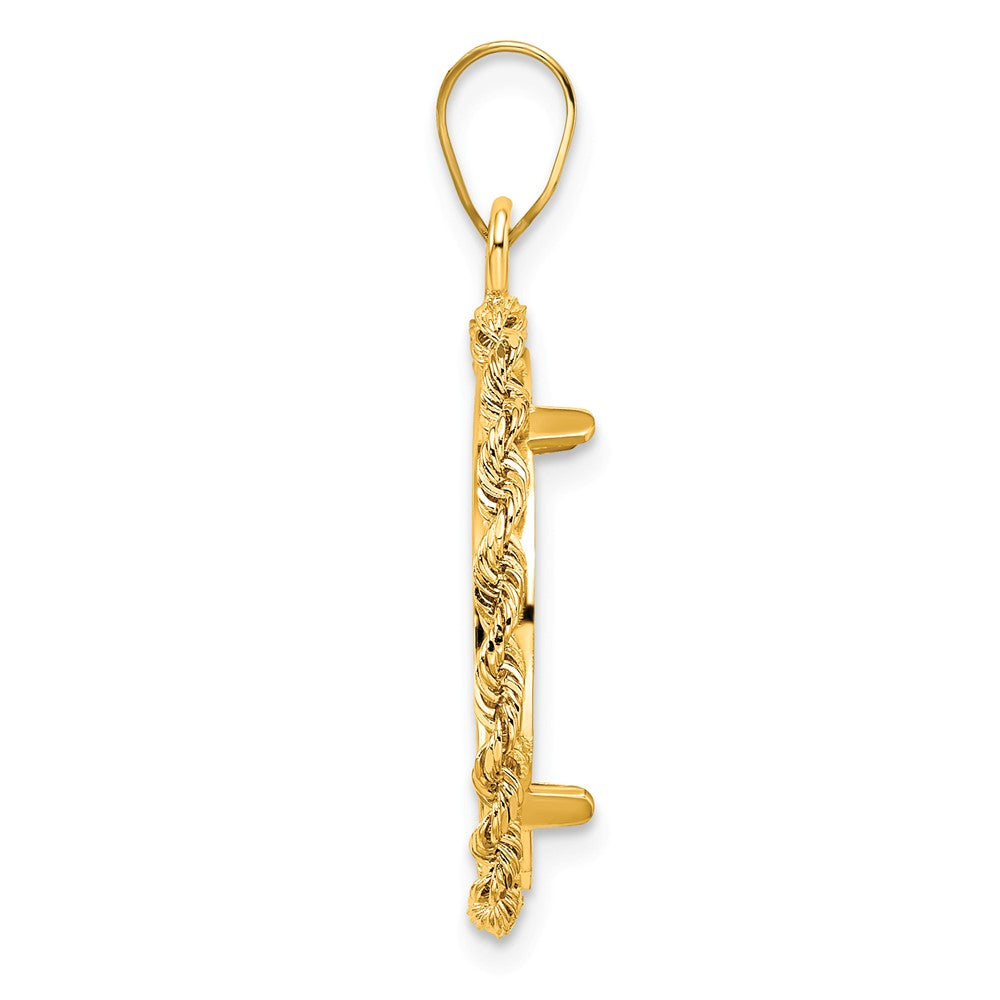14k Polished Rope 18.0mm Prong Coin Bezel Pendant