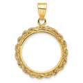 14k Polished Rope 18.0mm Prong Coin Bezel Pendant