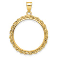 14k Polished Rope 22.0mm Prong Coin Bezel Pendant