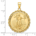 14k Rope Mounted 1/4oz American Eagle Prong Coin Bezel Pendant