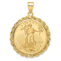 10k Rope Mounted 1/4oz American Eagle Prong Coin Bezel Pendant