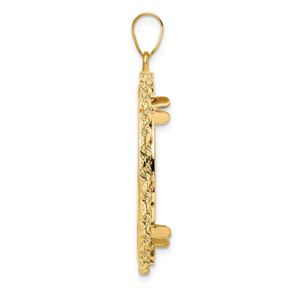 14k Polished Rope 27.0mm Prong Coin Bezel Pendant