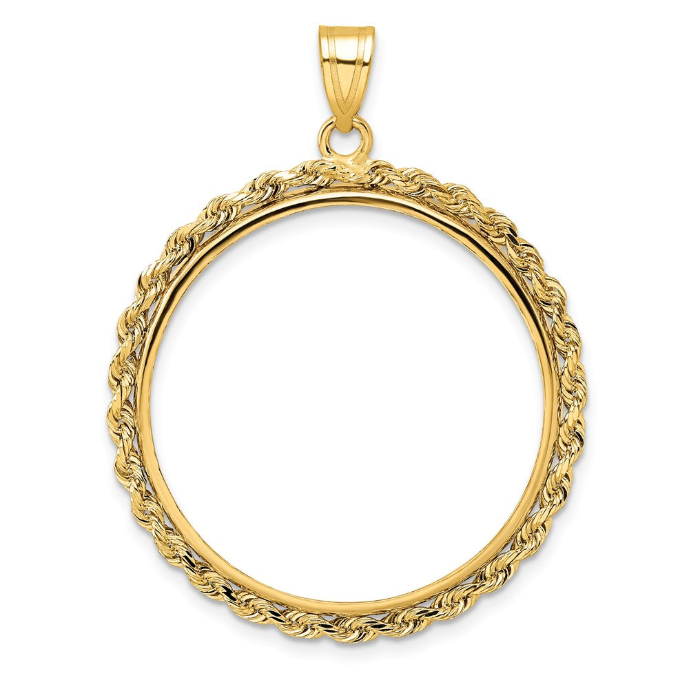 14k Polished Rope 27.0mm Prong Coin Bezel Pendant