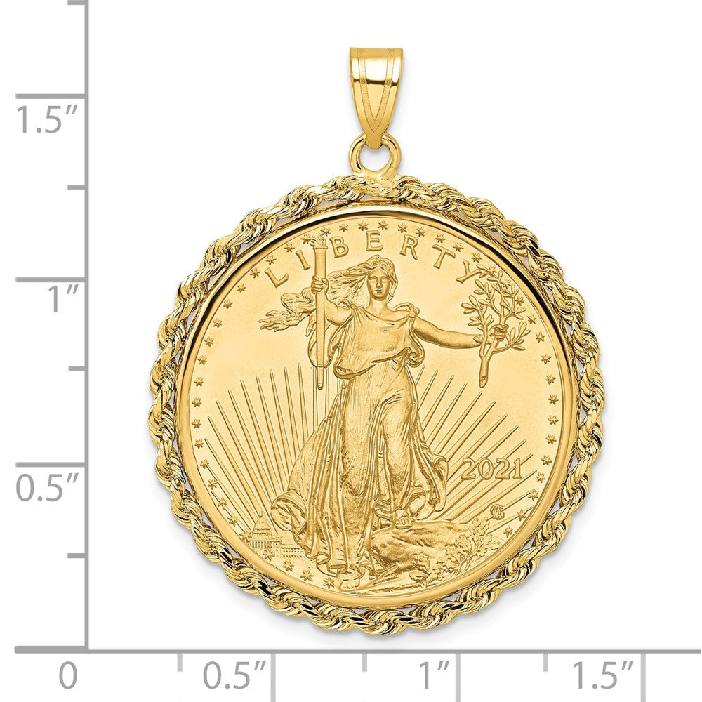 14k Rope Mounted 1/2oz American Eagle Prong Coin Bezel Pendant