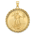14k Rope Mounted 1/2oz American Eagle Prong Coin Bezel Pendant