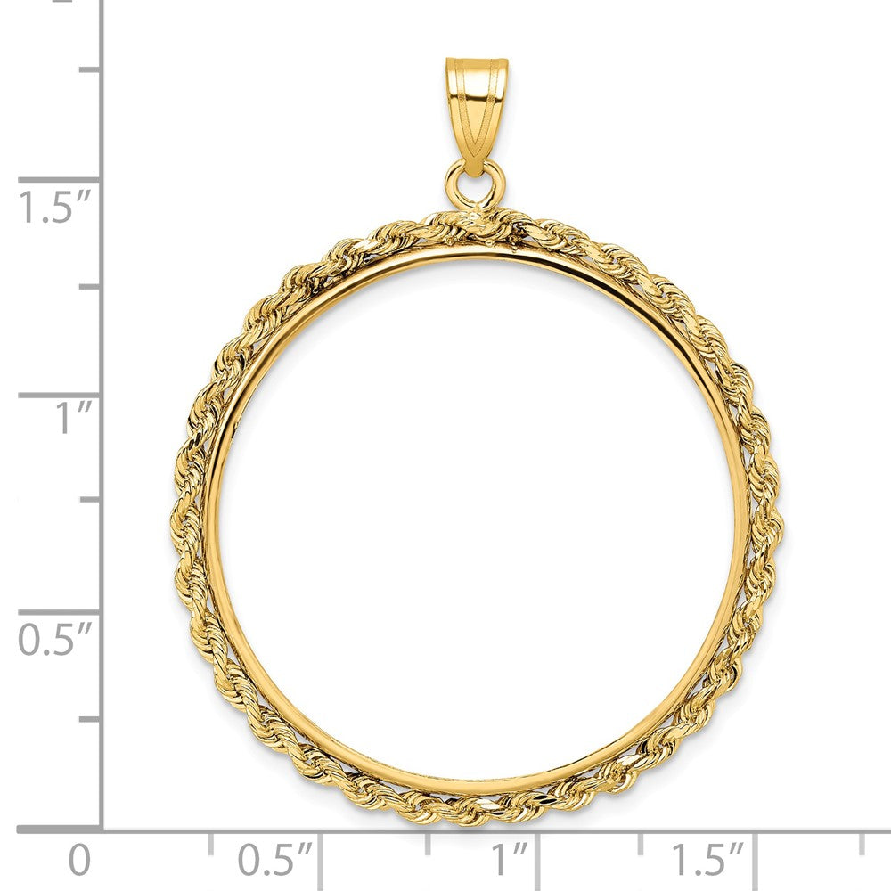 14k Polished Rope 32.0mm Prong Coin Bezel Pendant
