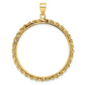 14k Polished Rope 32.0mm Prong Coin Bezel Pendant