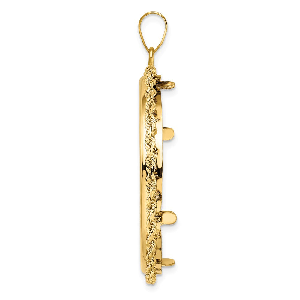 14k Polished Rope 32.7mm Prong Coin Bezel Pendant