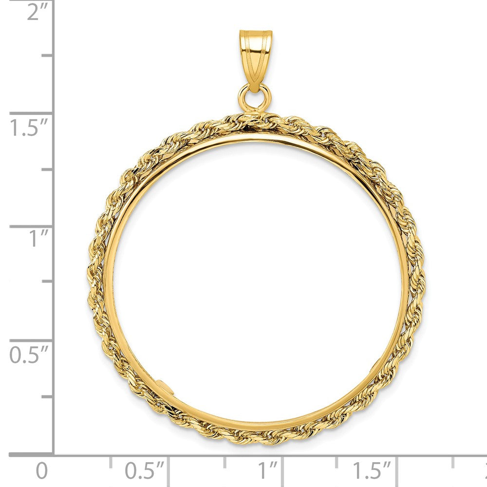 14k Polished Rope 32.7mm Prong Coin Bezel Pendant