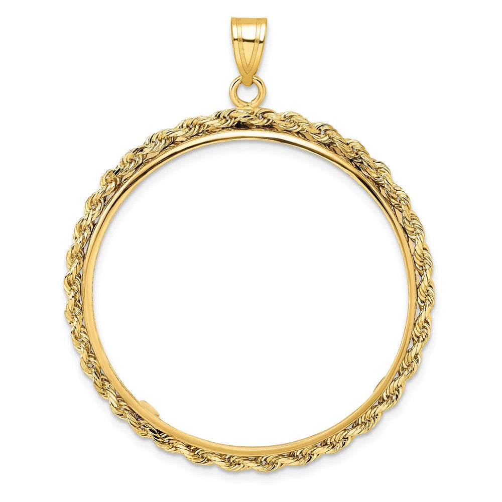 14k Polished Rope 32.7mm Prong Coin Bezel Pendant