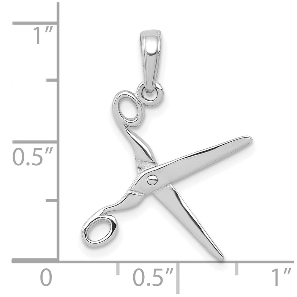 14K White Gold 3-D Moveable Scissors Pendant