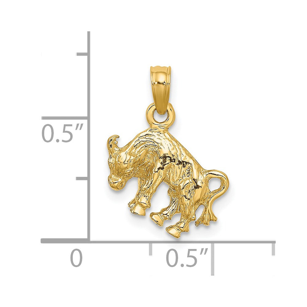 14k 3-D Taurus Zodiac Charm