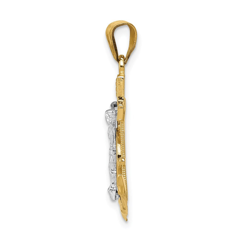 14k Two-tone Diamond-cut Mariner's Crucifix Pendant