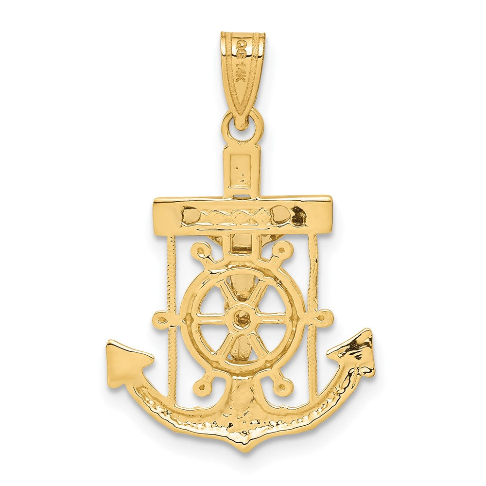 14k Two-tone Diamond-cut Mariner's Crucifix Pendant
