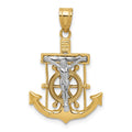 14k Two-tone Diamond-cut Mariner's Crucifix Pendant