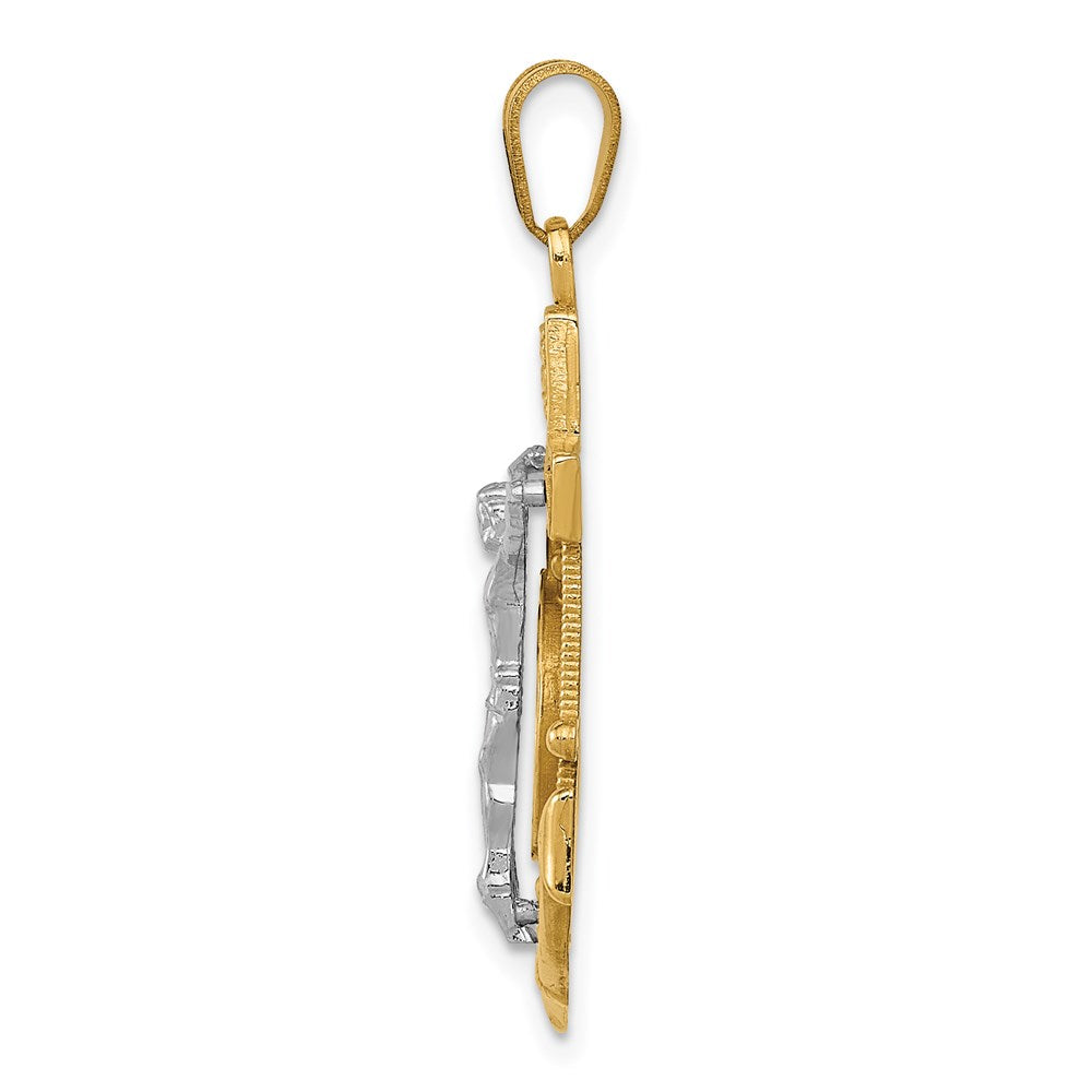 14k Two-tone Diamond-cut Mariner's Crucifix Pendant