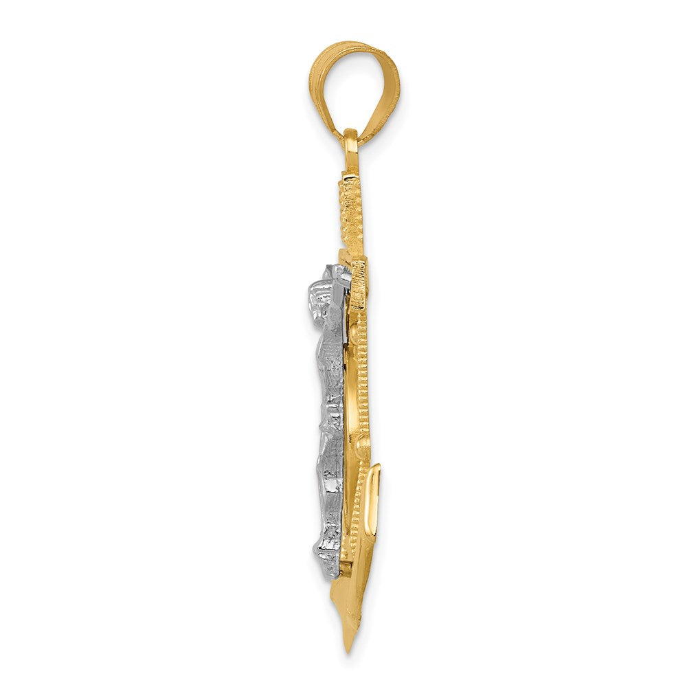 14k Two-tone Diamond-cut Mariner's Crucifix Pendant