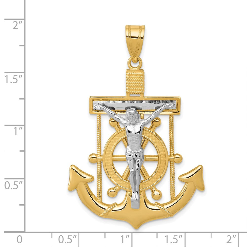 14k Two-tone Diamond-cut Mariner's Crucifix Pendant