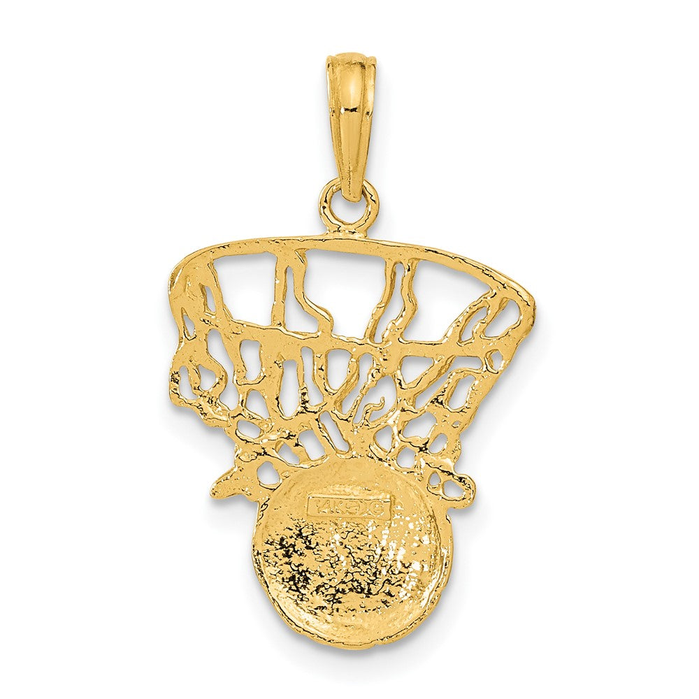 14k Swoosh Basketball and Net Pendant
