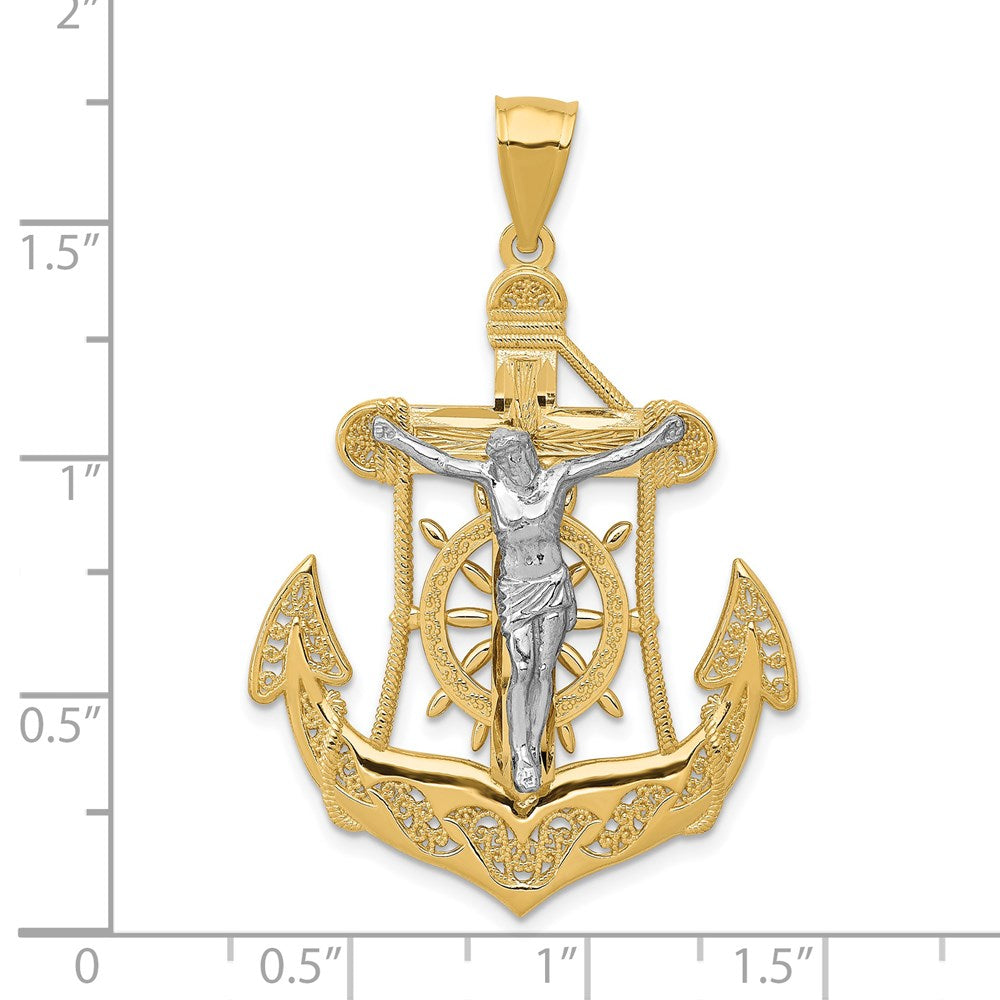 14k Two-tone Mariner's Crucifix Pendant