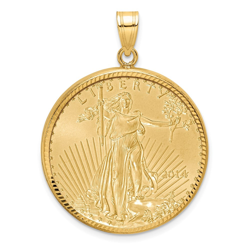 14ky 1/2oz Mounted American Eagle Coin D/C Prong Bezel Pendant