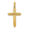 14K Textured Outline Cross Pendant