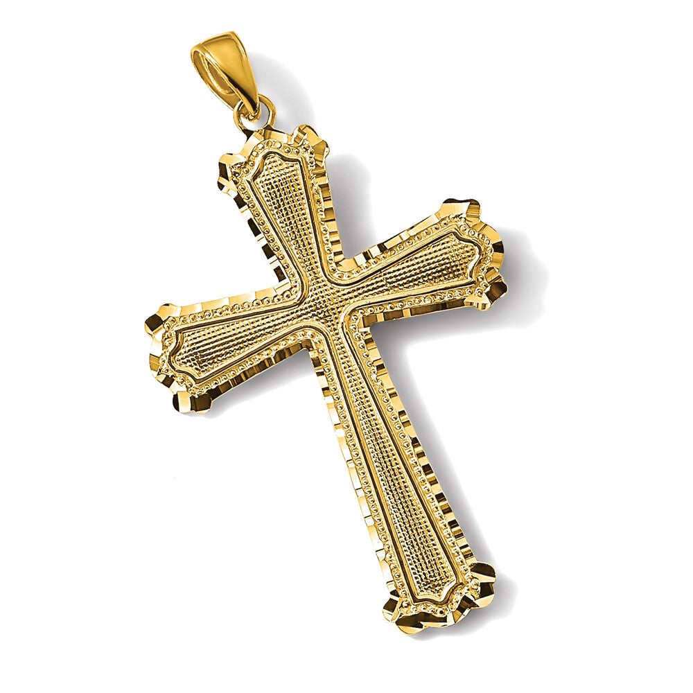 14K Diamond-cut Cross Pendant