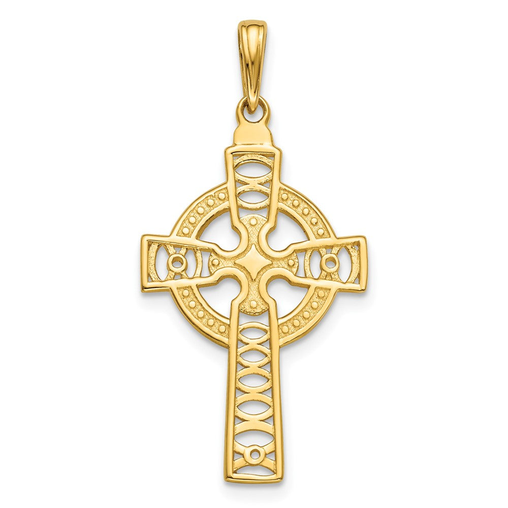 14K Celtic Cross with Eternity Circle Pendant