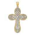 14K Two-tone Diamond-cut Layered Cross Pendant