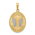 14K W/Rhodium Reversible Guardian Angel Prayer Pendant