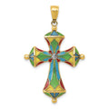 14K Multi Color Enamel Cross Pendant