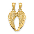 14k Yellow Gold Break Apart Diamond-cut Wings Pendant
