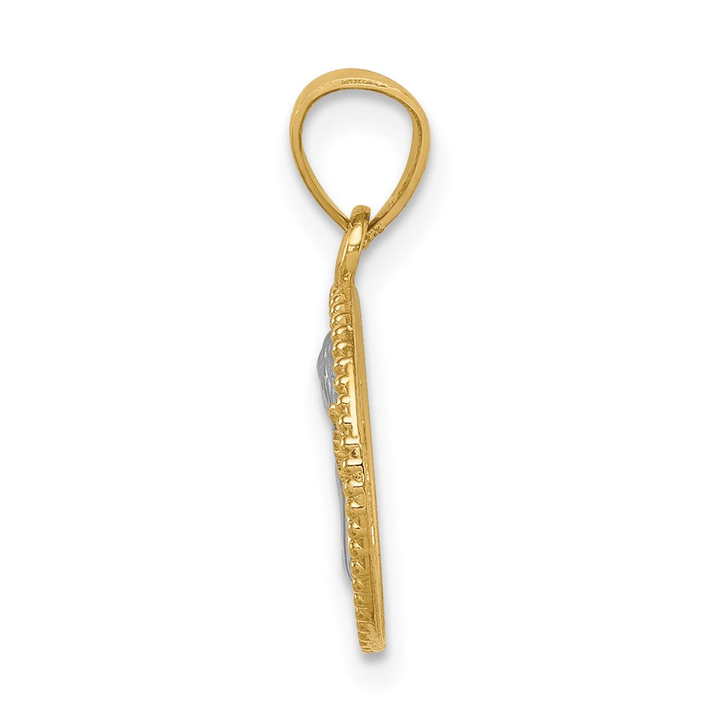 14k w/Rhodium Angel Pendant