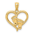 14K Baby Feet in a Heart Pendant